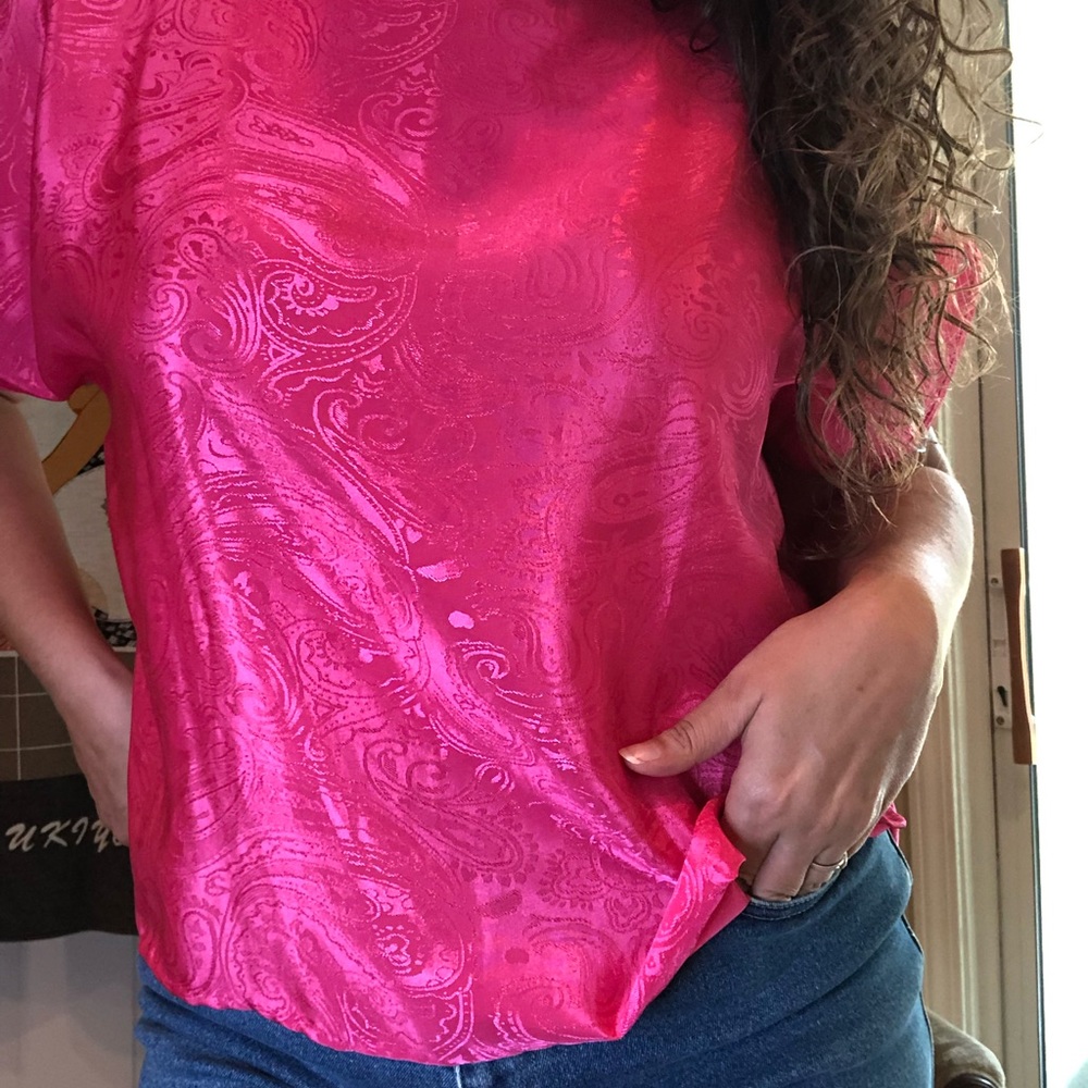 Lovely Vintage Touché La hot pink tunic, size L-XL